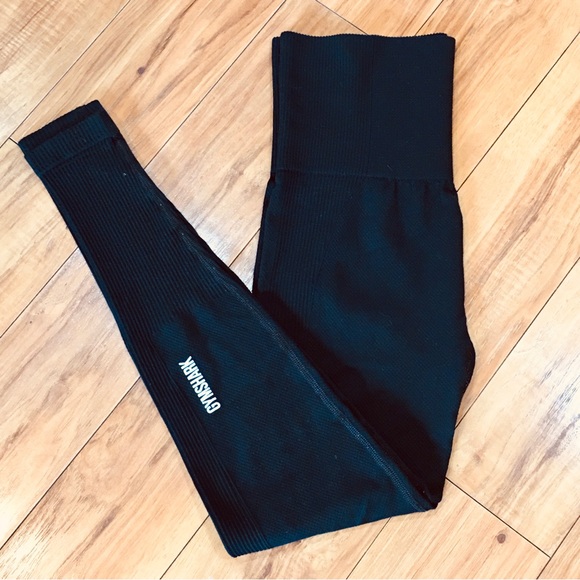 Gymshark ribbed knit leggings pants thick cotton preppy fitness yoga sma… - Picture 4 of 5